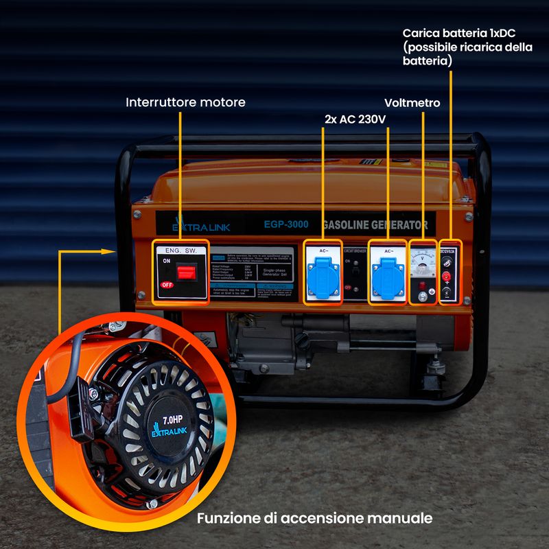 Extralink-EGP-3000---Generatore-di-corrente---benzina-3kW-1F