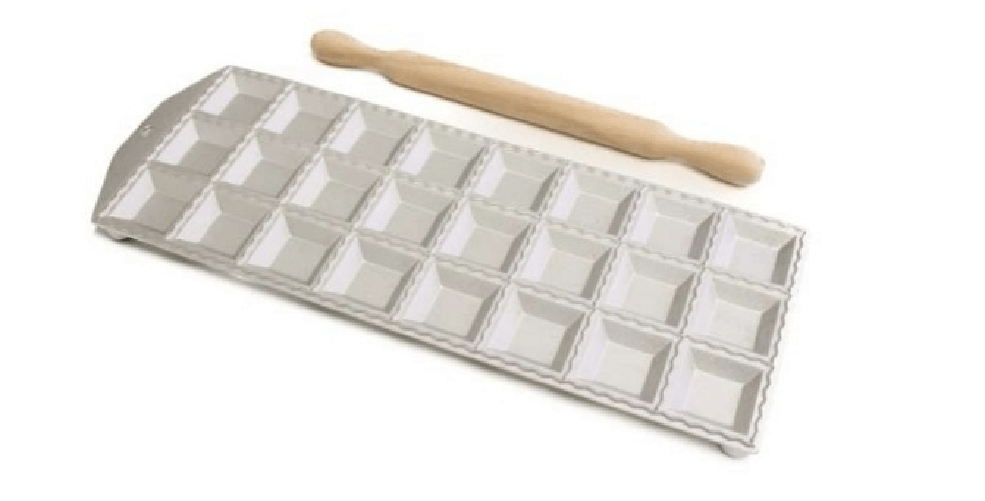 CALDER Stampo raviolatore quadro 24 posti art.2154 con mattarello legno