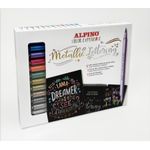 Alpino Color Experience Kit Iniziazione Lettering con 12 pennarelli metallici a doppia punta punta fine e punta a