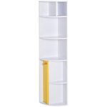 HOMCOM-Scaffale-Angolare-da-Parete-in-Legno-Bianco-Mobile-Libreria-con-5-Ripiani-e-Armadietto-Giallo-Design-Moderno-29-8x29-9x147cm
