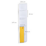 HOMCOM-Scaffale-Angolare-da-Parete-in-Legno-Bianco-Mobile-Libreria-con-5-Ripiani-e-Armadietto-Giallo-Design-Moderno-29-8x29-9x147cm