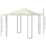 Outsunny-Gazebo-da-Giardino-3x3m-in-Metallo-Nero-con-Tettuccio-Bianco
