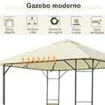 Outsunny-Gazebo-da-Giardino-3x3m-in-Metallo-Nero-con-Tettuccio-Bianco