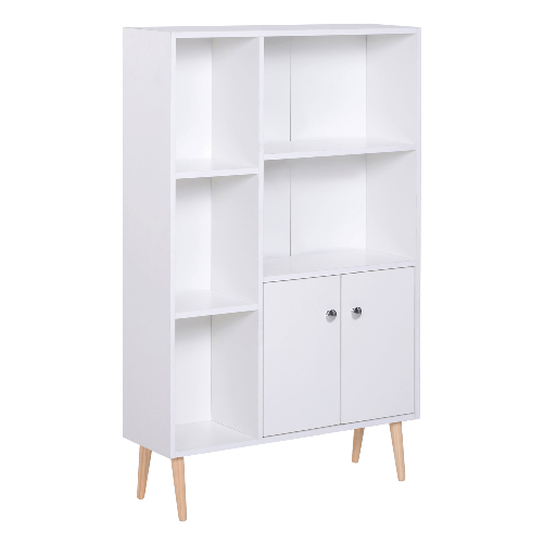 HOMCOM-Mobiletto-Libreria-con-Piedini-in-Legno-di-Pino-Bianco-80-x-23-5-x-123cm