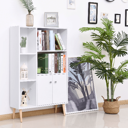 HOMCOM-Mobiletto-Libreria-con-Piedini-in-Legno-di-Pino-Bianco-80-x-23-5-x-123cm