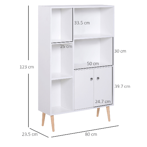 HOMCOM-Mobiletto-Libreria-con-Piedini-in-Legno-di-Pino-Bianco-80-x-23-5-x-123cm