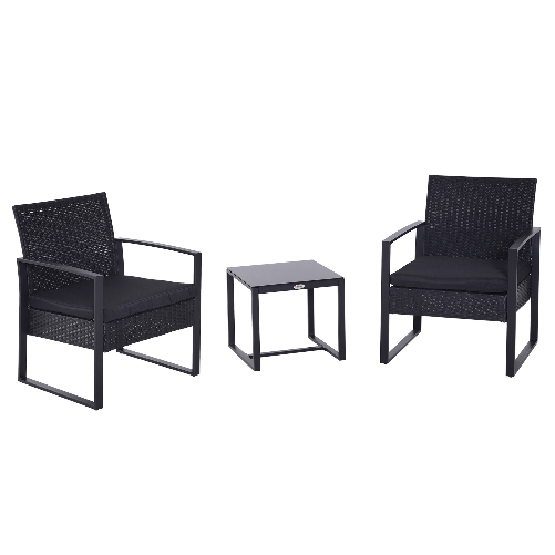 Outsunny-Set-da-Balcone-Tavolino-e-2-Sedie-da-Esterno-in-Rattan-con-Cuscini-Nero