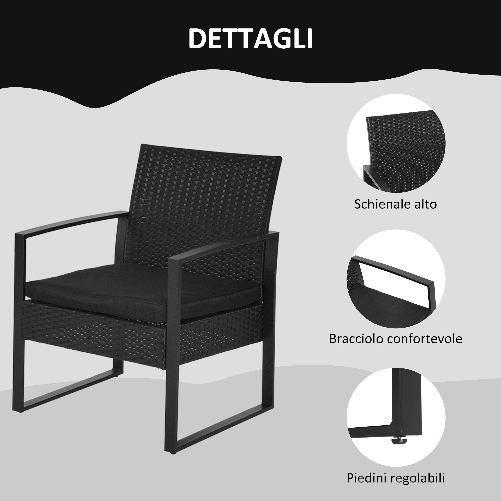 Outsunny-Set-da-Balcone-Tavolino-e-2-Sedie-da-Esterno-in-Rattan-con-Cuscini-Nero