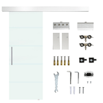 HOMCOM-Porta-Scorrevole-in-Vetro-Smerigliato-e-Satinato-con-Binario-e-Maniglia-per-Bagno-Cucina-210cm