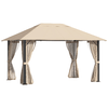 Outsunny-Gazebo-da-Giardino-4x3m-in-Alluminio-e-Acciaio-con-Zanzariera-e-4-Tende-in-Poliestere-Marrone