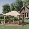 Outsunny-Gazebo-da-Giardino-4x3m-in-Alluminio-e-Acciaio-con-Zanzariera-e-4-Tende-in-Poliestere-Marrone