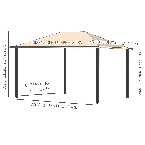 Outsunny-Gazebo-da-Giardino-4x3m-in-Alluminio-e-Acciaio-con-Zanzariera-e-4-Tende-in-Poliestere-Marrone