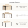 Outsunny-Gazebo-da-Giardino-4x3m-in-Alluminio-e-Acciaio-con-Zanzariera-e-4-Tende-in-Poliestere-Marrone