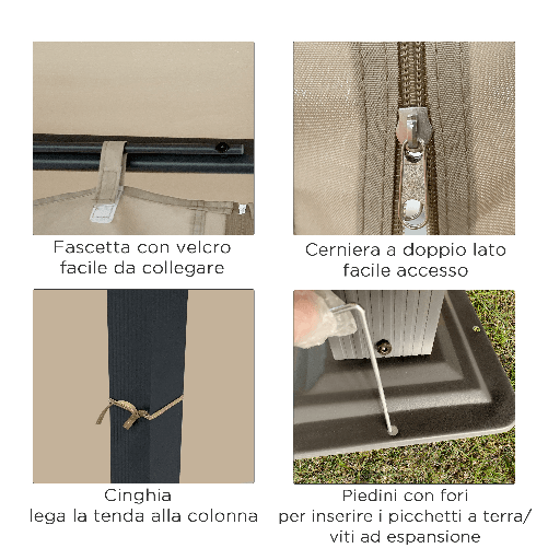 Outsunny-Gazebo-da-Giardino-4x3m-in-Alluminio-e-Acciaio-con-Zanzariera-e-4-Tende-in-Poliestere-Marrone