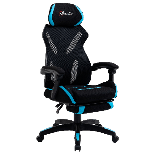 Vinsetto-Sedia-Gaming-con-Supporto-Lombare-e-Altezza-Regolabile-in-Tessuto---Nero
