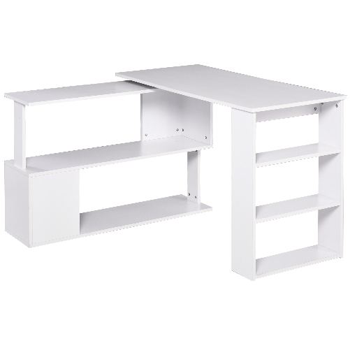 HOMCOM-Scrivania-ad-Angolo-con-5-Ripiani-120-x-100-x-74-5cm-Bianca