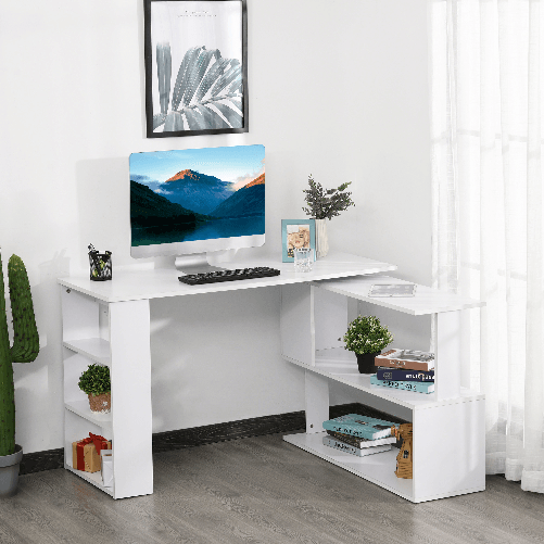 HOMCOM-Scrivania-ad-Angolo-con-5-Ripiani-120-x-100-x-74-5cm-Bianca