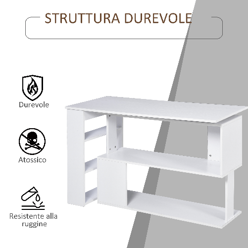 HOMCOM-Scrivania-ad-Angolo-con-5-Ripiani-120-x-100-x-74-5cm-Bianca