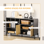 HOMCOM-Mobiletto-da-Salotto-a-Doppia-Anta-con-5-Ripiani-aperti-in-Truciolato-120x40x74cm