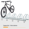 HOMCOM-Rastrelliera-Portabiciclette-Parcheggio-per-5-Biciclette-in-Acciaio-145-33-27-cm-Argento