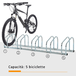 HOMCOM-Rastrelliera-Portabiciclette-Parcheggio-per-5-Biciclette-in-Acciaio-145-33-27-cm-Argento