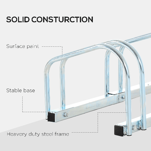 HOMCOM-Rastrelliera-Portabiciclette-Parcheggio-per-5-Biciclette-in-Acciaio-145-33-27-cm-Argento