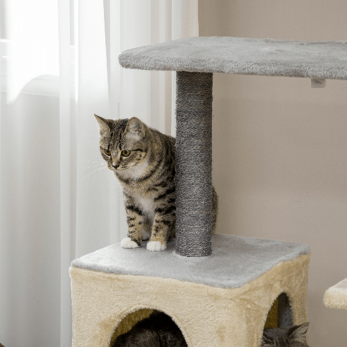 PawHut-Tiragraffi-per-Gatti-Alto-156cm-con-Lettino-Casetta-e-Pali-Tiragraffi-in-Sisal