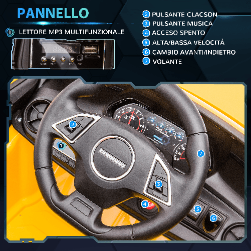 HOMCOM-Macchina-Elettrica-per-Bambini-12V-Marchio-Chevrolet-Camaro-con-Telecomando-Giallo