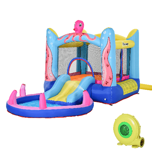 Outsunny-Castello-Gonfiabile-per-Bambini-con-Scivolo-e-Piscina-Tema-Mare