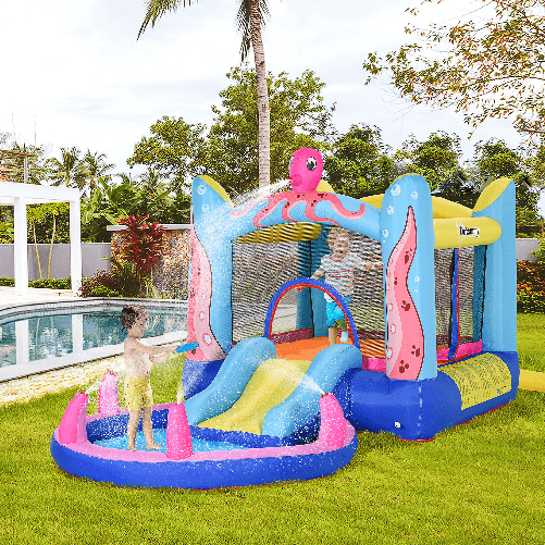 Outsunny-Castello-Gonfiabile-per-Bambini-con-Scivolo-e-Piscina-Tema-Mare