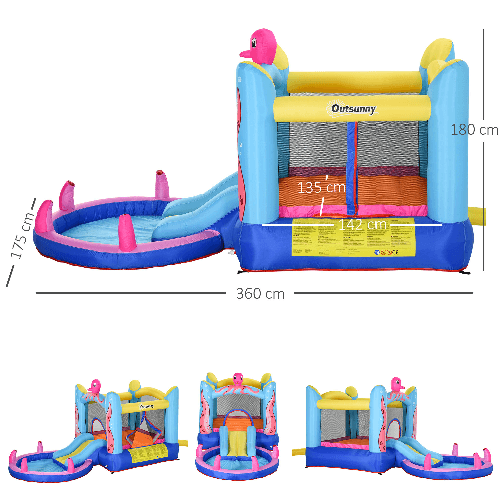 Outsunny-Castello-Gonfiabile-per-Bambini-con-Scivolo-e-Piscina-Tema-Mare