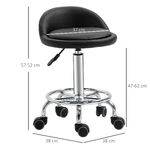 HOMCOM-Set-2-Sgabelli-Girevoli-con-Ruote-Altezza-Regolabile-e-Rivestimento-Similpelle-PU-38x38x57-72cm