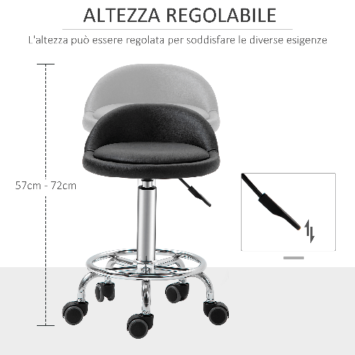 HOMCOM-Set-2-Sgabelli-Girevoli-con-Ruote-Altezza-Regolabile-e-Rivestimento-Similpelle-PU-38x38x57-72cm