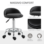 HOMCOM-Set-2-Sgabelli-Girevoli-con-Ruote-Altezza-Regolabile-e-Rivestimento-Similpelle-PU-38x38x57-72cm