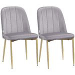 HOMCOM-Set-di-2-Sedie-da-Pranzo-Imbottite-con-Rivestimento-in-Velluto-e-Gambe-in-Acciaio-Grigio-e-Oro