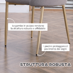 HOMCOM-Set-di-2-Sedie-da-Pranzo-Imbottite-con-Rivestimento-in-Velluto-e-Gambe-in-Acciaio-Grigio-e-Oro