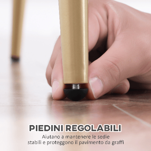 HOMCOM-Set-di-2-Sedie-da-Pranzo-Imbottite-con-Rivestimento-in-Velluto-e-Gambe-in-Acciaio-Grigio-e-Oro