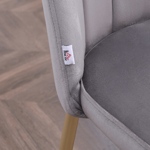 HOMCOM-Set-di-2-Sedie-da-Pranzo-Imbottite-con-Rivestimento-in-Velluto-e-Gambe-in-Acciaio-Grigio-e-Oro