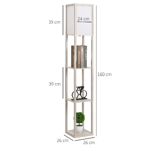 HOMCOM-Lampada-da-Terra-con-Mensole-Integrate---Rovere