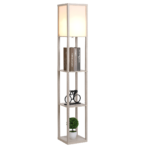 HOMCOM-Lampada-da-Terra-con-Mensole-Integrate---Rovere