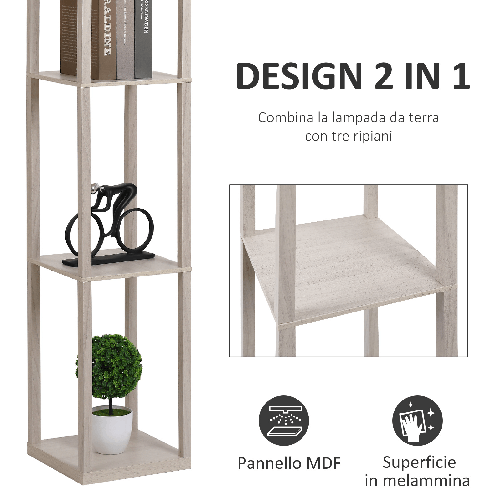 HOMCOM-Lampada-da-Terra-con-Mensole-Integrate---Rovere