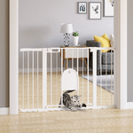 PawHut-Cancelletto-per-Cani-Estensibile-con-Porta-a-Chiusura-Automatica-in-Metallo-e-ABS-75-131x76-cm-Bianco