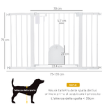 PawHut-Cancelletto-per-Cani-Estensibile-con-Porta-a-Chiusura-Automatica-in-Metallo-e-ABS-75-131x76-cm-Bianco