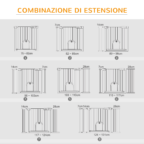 PawHut-Cancelletto-per-Cani-Estensibile-con-Porta-a-Chiusura-Automatica-in-Metallo-e-ABS-75-131x76-cm-Bianco