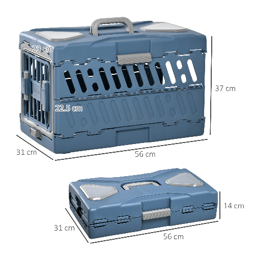 PawHut-Trasportino-per-Cani-e-Gatti-Pieghevole-e-Convertibile-in-Cuccia-56x31x37cm-Blu