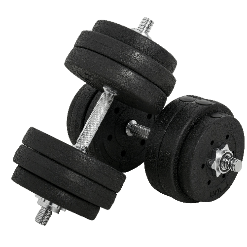 HOMCOM Set Manubri Palestra 30kg (8x2.5kg, 4x1.5kg), Pesi Palestra con 12 Dischi da 1.5kg, 2.5kg, ?25mm, per Allenamento a Casa