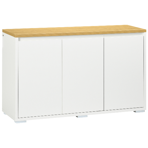 HOMCOM-Mobile-Multiuso-con-2-Armadietti-a-2-Livelli-in-Truciolato-Ripiano-regolabile-120x37x75cm-Bianco-e-Color-legno