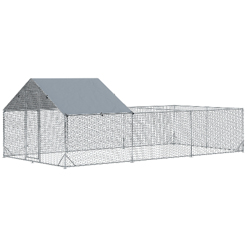 PawHut-Pollaio-da-Giardino-per-15-18-Galline-in-Acciaio-Zincato-e-PE-con-Tettoia-e-Serratura-600x300x195-cm