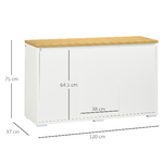 HOMCOM-Mobile-Multiuso-con-2-Armadietti-a-2-Livelli-in-Truciolato-Ripiano-regolabile-120x37x75cm-Bianco-e-Color-legno