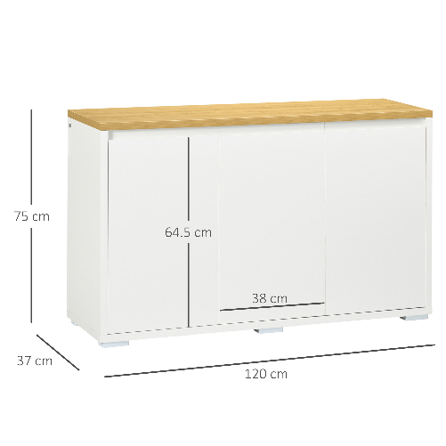 HOMCOM-Mobile-Multiuso-con-2-Armadietti-a-2-Livelli-in-Truciolato-Ripiano-regolabile-120x37x75cm-Bianco-e-Color-legno